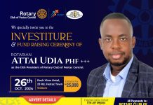 Rotary Club of Festac Central Invests Rotarian Attai Udia as 13th President, Unveils Community-Focused Vision