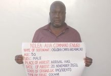 NDLEA arrests businessman at Enugu airport for ingesting 90 wraps of cocaine