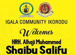 IGALA COMMUNITY IN IKORODU HONOURS ONU IGALA LAGOS