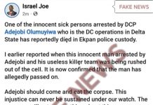 Delta State Police Command Denies Death in Custody Allegations